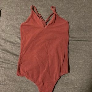 Burgundy spaghetti strap bodysuit
